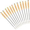 GuDoQi Forchette da Fonduta in Acciaio Inossidabile, Set di 12, Bastoncini per Arrostire Marshmallow, Manico in Legno Resistente al Calore, Forchette per Formaggio, Frutta, Cioccolato, Arrosti (24cm)
