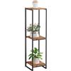 JEPRECO Supporto per piante da interno, altezza 116,8 cm, scaffale moderno a 3 ripiani, supporto per vasi da fiori ad angolo, organizer per soggiorno, balcone, patio, giardino (marrone rustico)