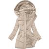 Generico Cappotto Invernale da Donna Giacca Imbottita in Cotone con Cappuccio Caldo Trench Taglie Forti Giubbotto Sherpa Foderato Cappotti Pile Impermeabile Outdoor Cappottos Donna Lungo Invernale