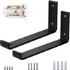 VTOPVMAX Staffe per Mensole Pesanti 2 Pezzi - Reggimensola Angolari in Acciaio da 5mm con Bordi di Sicurezza, Kit Reggi Mensole da Muro Stile Industriale Rustico Nero per Scaffali, 25cm
