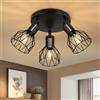Kimjo Faretti LED Soffitto con 3 Luci, E14 Lampada da Soffitto Rotonda | Faretti da Soffitto 3 Faretti Nero, E14 Plafoniere da Soffitto Orientabili per Soggiorno Camera da Letto, Senza Lampadina