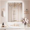 WEER Specchio da bagno a LED con retroilluminazione, specchio da parete illuminato con cornice in metallo argentato, specchio da trucco 60 x 80 cm, antiappannamento, dimmerabile in 3 colori, IP44