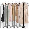 AWBEOT 6 PCS Copriabiti Antipolvere Trasparenti in PE Custodia Porta Abiti 60 × 140 cm Copriabiti Impermeabile Copertura Vestiti da Armadio e Viaggio per Smoking,Tute,Cappotti,Vestiti(Nero, Grande)