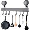 Starvortex Appendi Mestoli da Cucina con Ventosa, Barra Porta Utensili da Cucina con 8 Ganci Mobili, Porta Utensili da Cucina Resistente con Capacità di Carico 20kg, per Mestolo Presine da Cucina
