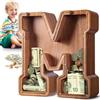 summidate Salvadanaio Bimbi Personalizzato Legno con Nome Inciso Laser A-Z | Salvadanaio Lettera A-Z, Porta Monete Educativo per Bambini e Bambine, Regalo Compleanno Battesimo Nascita Decorazione Camera
