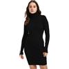 Calvin Klein Donna Abito in Maglia Woven Label Tight Sweater Dress con Collo Alto, Nero (CK Black), XXS