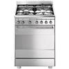 Smeg - Cucina Elettrica CX68MF8-2 4 Fuochi a Gas Forno Elettrico Classe A Dimensioni 90 x 60 cm Colore Inox Serie Classica