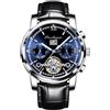 RORIOS Orologio Uomo Automatico Meccanico Orologio con Cinturino in Pelle Orologio Luminoso Pointer Impermeabile Tourbillon Orologio da Polso