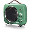 Ariete Termoventilatore Vintage, Freddo e Caldo, Termostato regolabile, Maniglia per facile trasporto, 2000 W, Verde