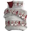 PENSIERI DELICATI Parure Copripiumino Singolo Flanella 100% Cotone, Sacco 155X200 CM e Federa 52X82 CM, Made in Italy, Copripiumino Lavabile In Lavatrice A 40°, Fantasia Gnomo Rosso