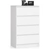 LBSIGN Cassettiera Moderna 60x40x100 Cm 4 Cassetti Bianco Opaco Artika