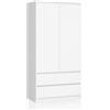 LBSIGN Armadio Guardaroba 2 Ante 2 Cassetti 90x50x180 Artika Bianca