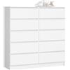 LBSIGN Cassettiera Credenza 120x40x120 Cm 10 Cassetti Artika Bianco Opaco