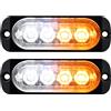Willpower 2pz Ultra Sottile Luce Stroboscopica di Emergenza 4LED Giallo Bianco Pericolo Lampeggiante Luci 12V 24V 18 Modalità Spia Luminosa IP67 Luci di Recupero per Camion Rimorchi Auto Camper