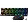 REDRAGON Combinazione tastiera e mouse da gioco Redragon BS136, tastiera meccanica RGB wireless trimodale K628 al 75% e set mouse da gioco da 7200 DPI - Black