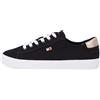 Tommy Hilfiger Donna Sneakers Vulcanizzate Canvas Lace Up Eleganti, Nero (Black), 40