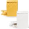 m-office Buste imbottite, Kraft Bianco, Buste postali per pacchi, 100 x 165 mm, Confezione da 10