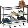 Relaxdays Scarpiera a 3 Ripiani, Scaffale Modulare HxLxP: 50 x 70 x 26 cm, Portascarpe Salvaspazio Slim 9 Paia di Scarpe, Acciaio, 50x70x26 cm