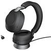 Jabra Evolve2 85 Wireless PC Headset with Charging Stand - Noise Cancelling UC Certified Stereo Headphones With Long-Lasting Battery, Tutte le piattaforme, Nero, Supporto incluso
