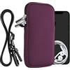 kwmobile Custodia in Neoprene con Zip per Smartphone - Portacellulare a Tracolla - Porta Cellulare da Collo Universale - Borsa Cover Telefono mora