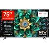 TCL 75Q6C 75 QD-Mini LED SMART TV, 4K HDR Premium 1000nits, con tecnologia Google TV (Dolby Vision IQ e Atmos, sistema audio Onkyo 2.1, Motion Clarity Pro a 144 Hz, Game Master)