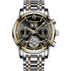 RORIOS Orologio Uomo Automatico Meccanico Orologio con Cinturino in Acciaio inossidabile Luminoso Moda Orologio Tourbillon Impermeabile Orologio da Polso