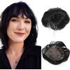 Meisi Topper per capelli da donna a caschetto corto con frangia e parte laterale 360°, copertura 3D 16,5 x 16,5 cm, aspetto naturale, parrucca per diradare i capelli grigi (nero)
