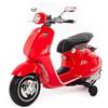 Babycar Vespa elettrica per Bambini 12 Volt Vespa per Bambini con acceleratore a Pedale e Accesso MP3 con luci e Suoni integrati (Rosso)