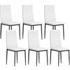 HOMCOM Set da 6 Sedie da Pranzo Moderne Rivestite in Lino Sintetico con Schienale Alto e Gambe in Metallo 41x50x97 cm Bianco | Aosom Italy