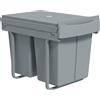 HOMCOM Pattumiera Estraibile Sottolavello per Differenziata con 2 Secchi da 20L, 52x33.5x41 cm, Grigio | Aosom Italy