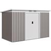 Outsunny Casetta da Giardino con 2 Prese d'Aria e 2 Porte Scorrevoli, Capanno porta Attrezzi in Acciaio, 280x130x172 cm, Grigio Chiaro | Aosom Italy