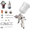 VEVOR Pistola a Spruzzo Pneumatica a Gravità LVLP 600mL con 3 Ugelli 1,3/1,4/1,7 mm, Kit di Spruzzatore ad Aria Compressa, Pistola per Verniciatura Pneumatica LVLP per Auto, Pareti