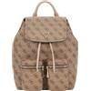 GUESS Zaino monogramma, colore marrone, chiusura con coulisse, tasca con cerniera