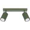 SOLLUX lighting Plafoniera Da Soffitto Lampadario In Alluminio 2 Paralumi 30 x 6,5 x 16,5 cm Karbon Verde Oliva