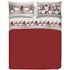 PENSIERI DELICATI Completo Letto Matrimoniale, Flanella 100% Cotone Caldo e Morbido, Completo Lenzuola 2 Piazze 180x200cm, Include Lenzuolo Sotto, Sopra e 2 Federe, Made in Italy, Fantasia Gnomi Rosso
