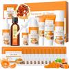 Ofanyia Turmeric & Vitamin C Skincare Set, Face Skin Care Routine Set with Serum, Toner, Cleanser, Eye Cream, Face Cream, Soap Bar, Mud Mask, Viso Oil and Hair Oil, Bath Boom (21 pz, Turmeric & Vitamin C)