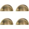 Infinity Decor Set di 4 maniglie a conchiglia in ottone massiccio, stile tradizionale, 85 mm, in ottone anticato, per armadietti da cucina, cassetti, credenze