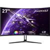 Amzfast Curvo Monitor 27 Pollici 180Hz, Pannello Fast VA, Monitor FHD (1920x1080