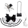 MLPKOI 4 Pcs Vestiti per Bambole di Peluche da 17 Cm, Accessori per Bambole con 1 Gonna Farfalla Nera e Bianca in Pizzo, 1 Borsa, 1 Mini Bianca per Cuccioli e 1 Copricapo