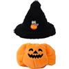 lasuroa Vestiti Halloween per Bambola 17cm, Carino Costume Zucca con Cappello Strega Elegante Set Costume per Bambola Accessori Halloween (Solo Vestiti)