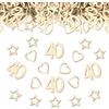 ShinherYee 150 decorazioni in legno per 40 compleanni, coriandoli in legno, 40 uomini, cuore in legno, stella 40, decorazione da tavolo per compleanno, coriandoli