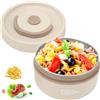 Tissting Contenitore Termico per Alimenti, 420ml Bento Box, Termico Impilabile Acciaio Inossidabile 304, Thermos per Alimenti Caldi, Manico Barattolo Portatile Porta Pranzo (Beige isolante)