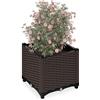 Relaxdays Vaso per Piante da Esterno Rettangolare, con Serbatoio d'Acqua, 38x40x40 cm per Balcone e Terrazza, Marrone