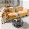 PETTI Artigiani Italiani - Telo Arredo Copridivano Copritutto in Microfibra 130x270 cm, Fantasia Palma Giallo | Multiuso per Divani, Copriletto e Copritavolo | Telo Protettivo Lavabile