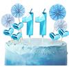 Nirecu Candeline Compleanno Numeri 11 Blu,3D Candele Numero 11 Deco Torte,Candela di Compleanno Numeriche per Bambini,Decorazioni per Compleanni Ragazzi per Feste,Matrimoni