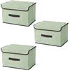 EURXLQ Scatole Portaoggetti con Coperchio,Scatole per Armadio Pieghevoli,Scatole Portaoggetti,Scatole Armadio con Coperchio e Maniglie per l'armadio (Verde, 3 pack-36×23×24 cm)