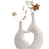 Eachave Set di 2 Vasi a Cuore in Ceramica Bianca Opaca - Decorazione Country per Camera da Letto, Soggiorno, Ufficio e Bagno, Idee Regalo per la Casa