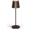 Madrigal Classica 3 (38 cm) - Lampada LED Ricaricabile USB-C da Tavolo a Lunga Durata con Base Tonda - Luce Regolabile (Dimmer) con il Tocco - Casa e Ristorante - Protezione IP54 - Bronzo