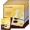 EQQUALBERRY Maschera di lucentezza al collagene - Niacinamide e collagene a basso peso molecolare per una carnagione brillante e radiosa | Maschera coreana al collagene per una pelle di vetro, 4 fogli
