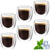 Feirdhoo Tazzine da caffè a doppia parete, 80 ml, set da 6 bicchieri da espresso, in vetro termico, per cappuccino, tè, tè freddo, latte, succo, iced americano